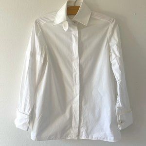 CHANEL White Button Up Blouse